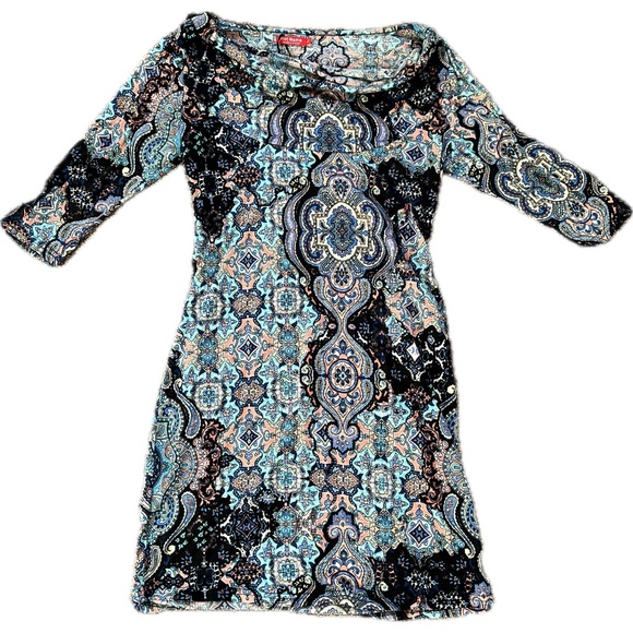 Hot Mama Bodycon Paisley Patterned Maternity Dress, Size Large - Picture 1 of 5